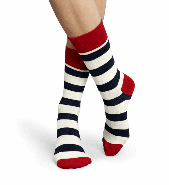 Happy Socks Stripe Sokken, Blauw/Wit/Rood
