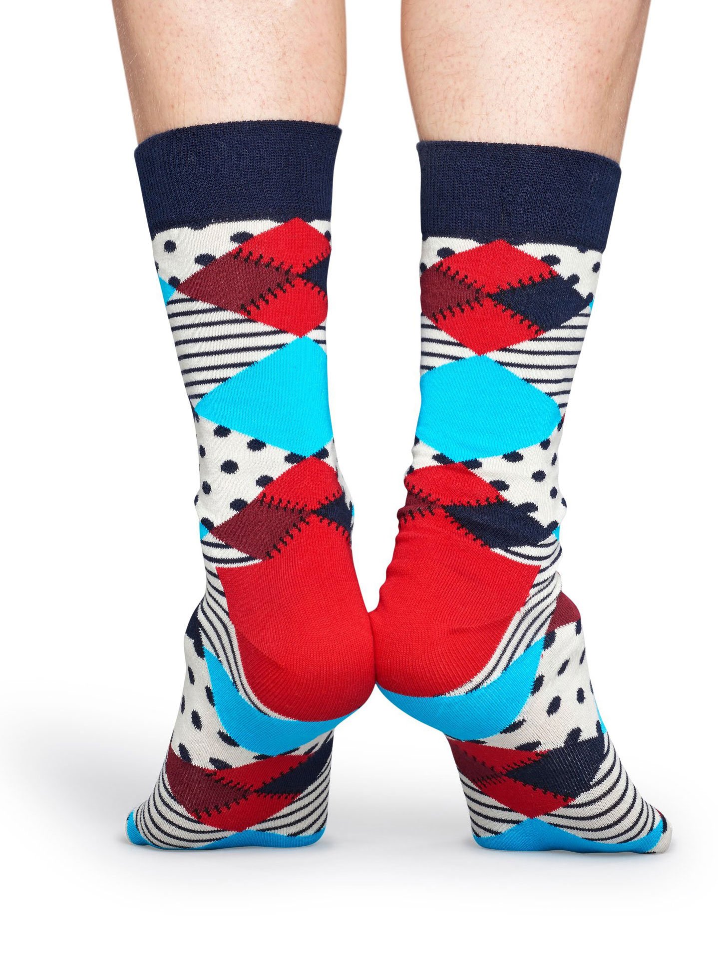 Happy Socks Disco Anniversary Sokken, Blauw/Wit/Rood