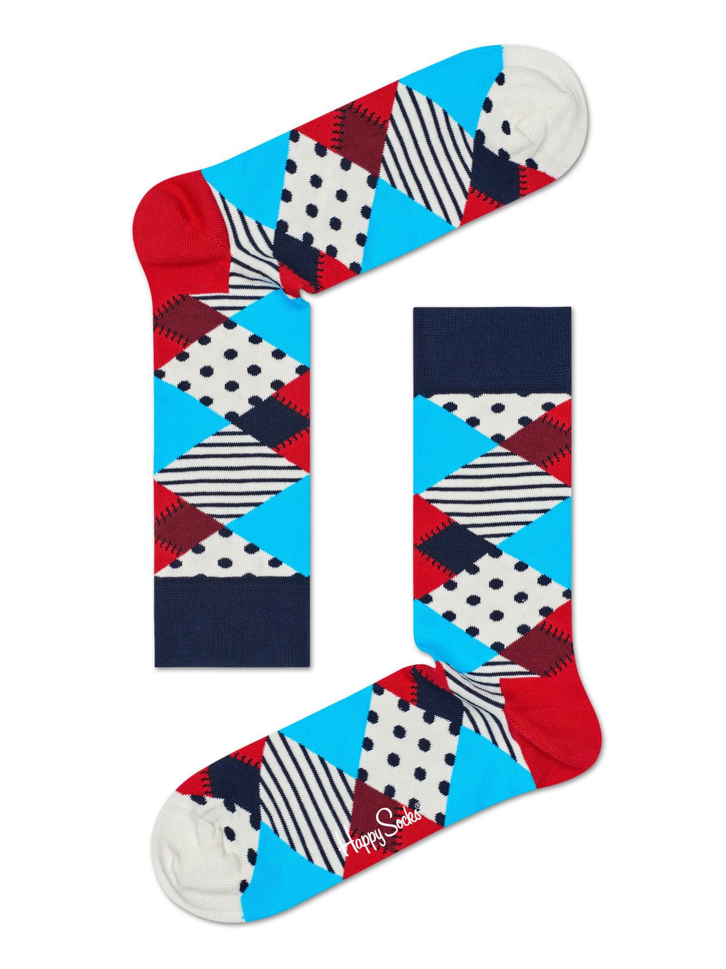Happy Socks Disco Anniversary Sokken, Blauw/Wit/Rood