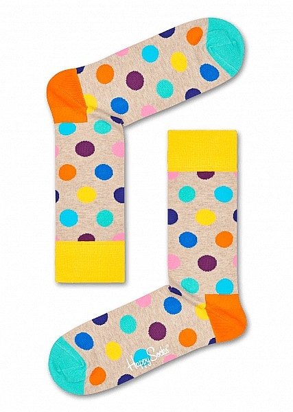 Happy Socks Big Dot Sokken, Beige/Multi