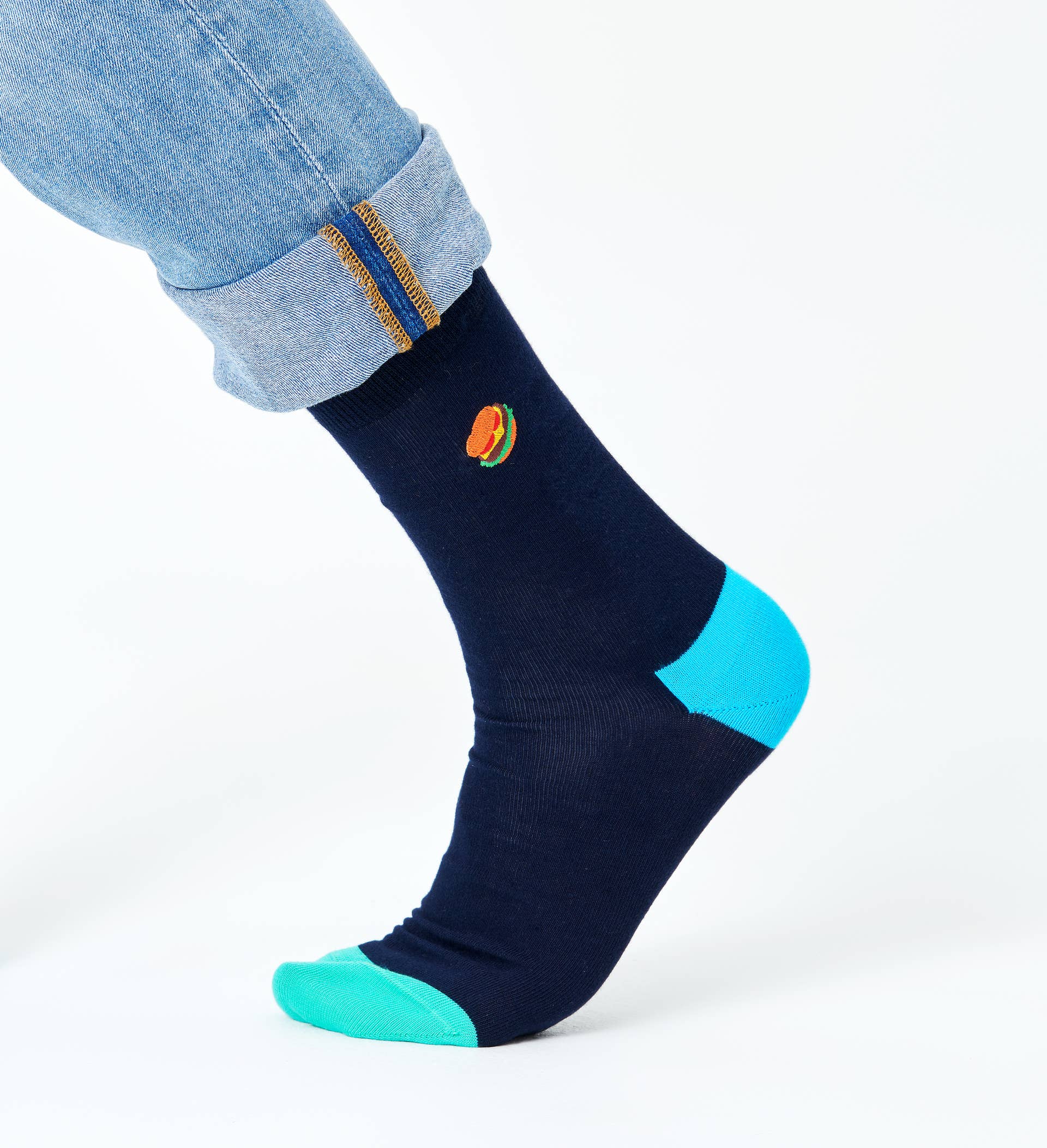 Happy Socks Embroidery Hamburger Sokken - Donkerblauw