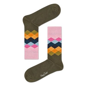 Happy Socks Faded Diamond Sokken, Groen, Maat 36-40