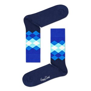 Happy Socks Faded Diamond Sokken, Blauw