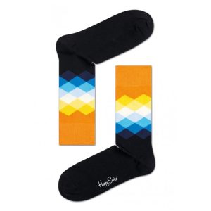 Happy Socks Faded Diamond Sokken, Zwart/Oranje