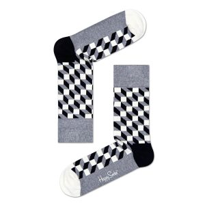 Happy Socks Filled Optic Sokken, Grijs - 36-40