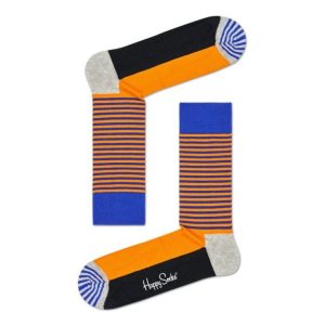 Happy Socks Half Stripe Sokken, Oranje/Blauw
