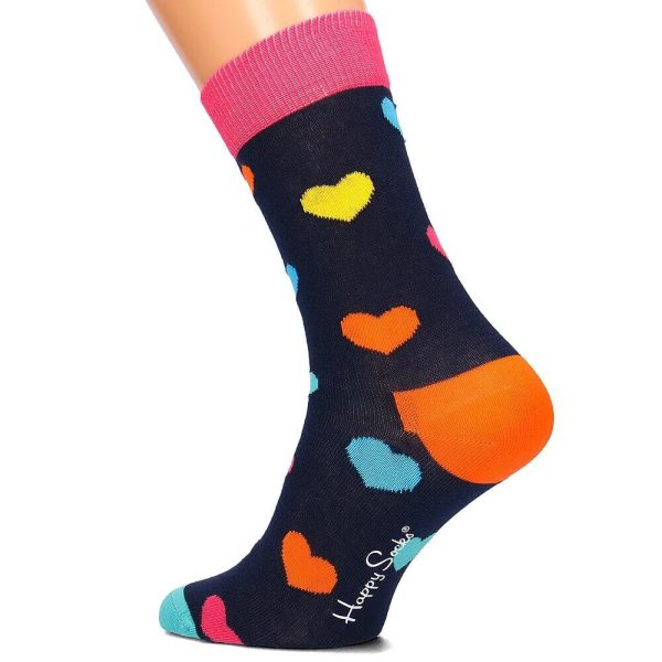 Happy Socks Heart Sokken, Donkerblauw/Roze