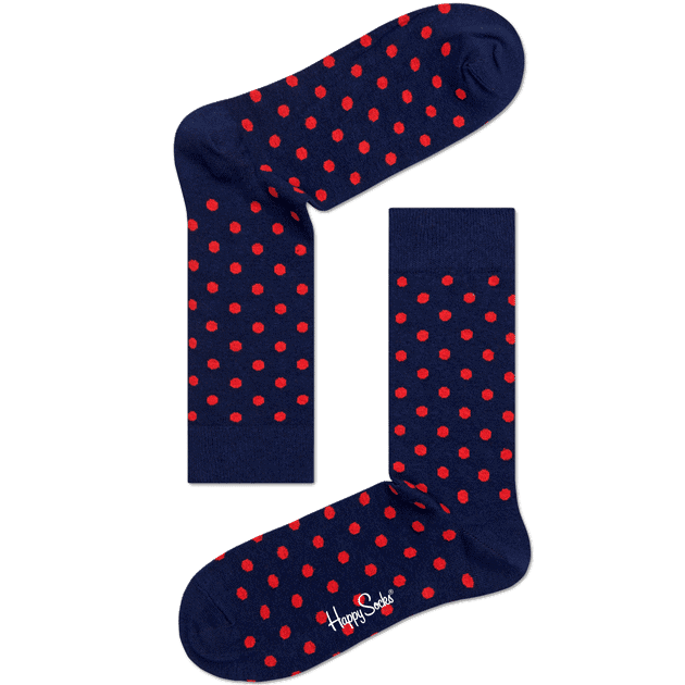 Happy Socks Small Dot Sokken, Donkerblauw/Rood