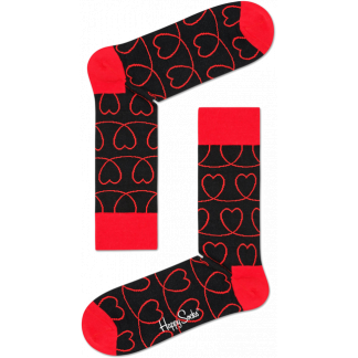 Happy Socks Loveline Sokken, Zwart/Rood