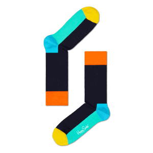 Happy Socks Five Colour Sokken, Donkerblauw/Oranje