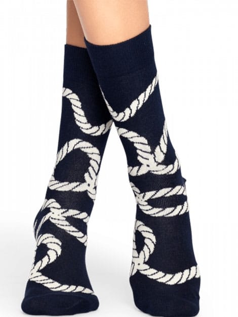 Happy Socks Rope Sokken, Donkerblauw/Wit