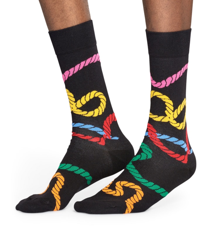 Happy Socks Rope Sokken, Zwart/Multi