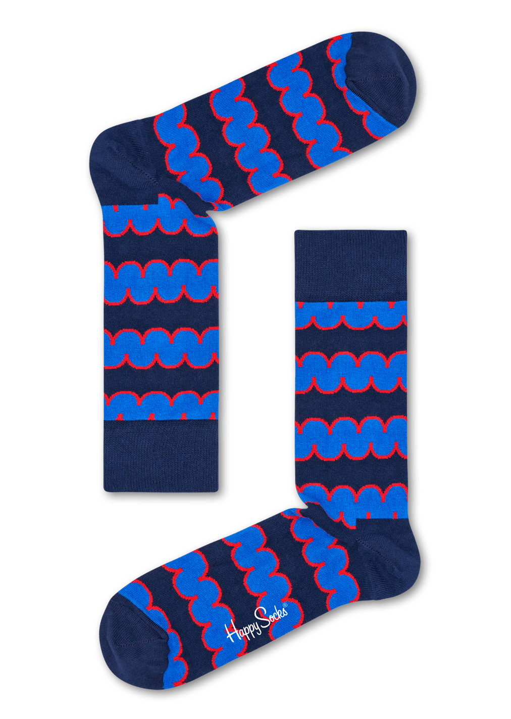 Happy Socks Squiggly Sokken, Donkerblauw/Rood