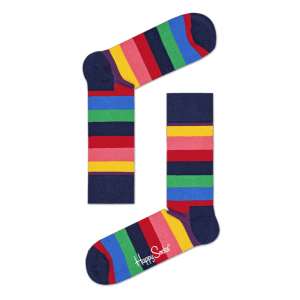 Happy Socks Stripe Sokken, Donkerblauw/Multi