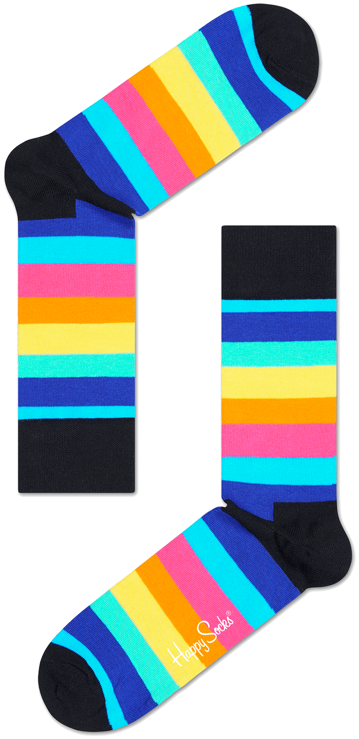 Happy Socks Stripe Sokken - Zwart/Multi