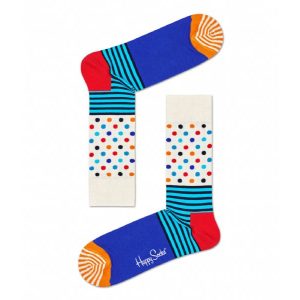 Happy Socks Stripes & Dots Sokken, Wit/Blauw