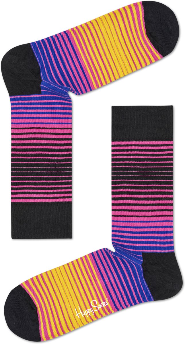 Happy Socks Sunrise Stripe sokken, Zwart/Roze