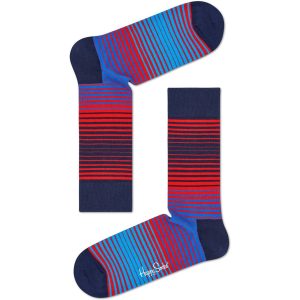 Happy Socks Sunrise Stripe Sokken, Donkerblauw/Rood