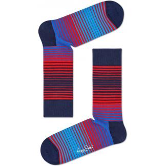 Happy Socks Sunrise Stripe Sokken, Donkerblauw/Rood