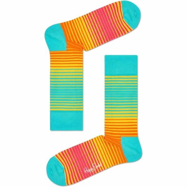 Happy Socks Sunrise Stripe Sokken, Turquoise