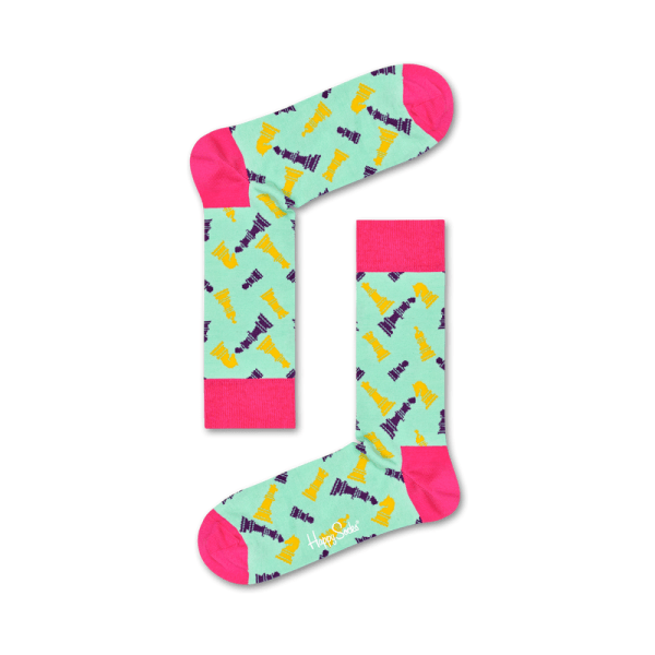 Happy Socks The Game is ON, Chess, Mintgroen/Roze