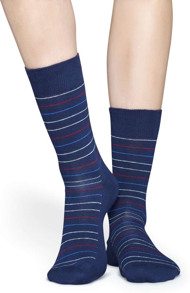 Happy Socks Thin Stripe sokken - blauw, maat 36-40