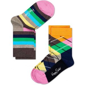 2-pack Happy Socks Argyle Baby Sokken, Bruin/Roze