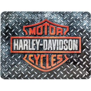 Harley Davidson Diamond Plate - Metalen Wandplaat