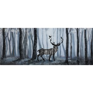 Hert In Het Bos Bij Nacht - Olieverf Schilderij