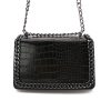 Ivy Croco Crossbody Tas, Zwart