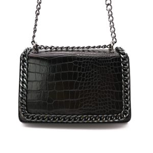 Ivy Croco Crossbody Tas, Zwart