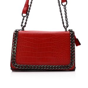 Ivy Croco Crossbody Tas, Rood