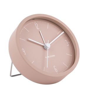 Karlsson Alarm Klok - Numbers And Lines - Iron Mat Faded Pink