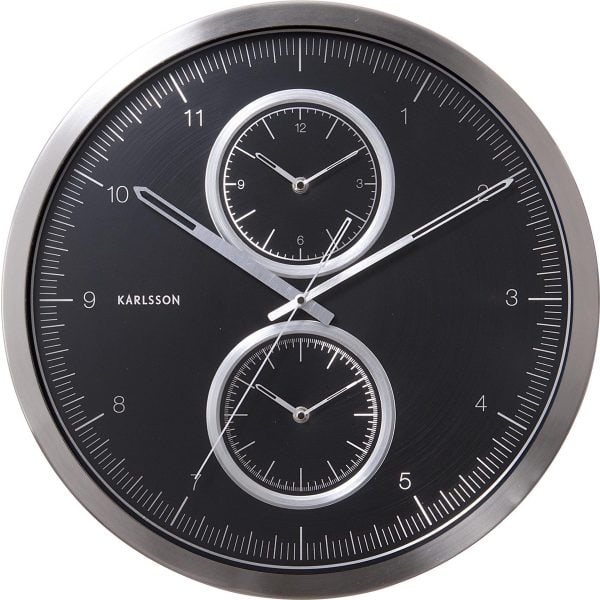 Karlsson Multiple Time Wandklok - 50CM - Zwart