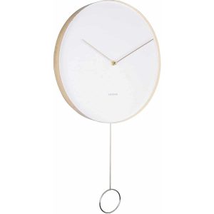 Karlsson Pendulum Wandklok - Wit/Goud - 34CM