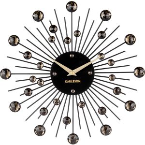 Karlsson Sunburst Wandklok - Crystal Zwart