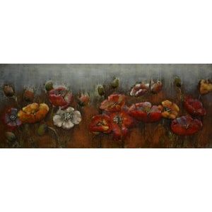 Klaprozen 3D Schilderij Metaal 60x150 cm