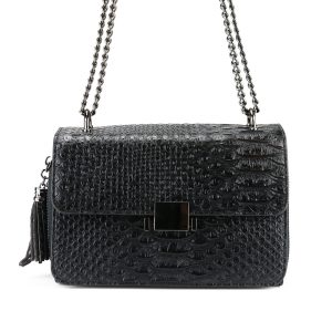 La Croco Dames Schoudertas, Zwart