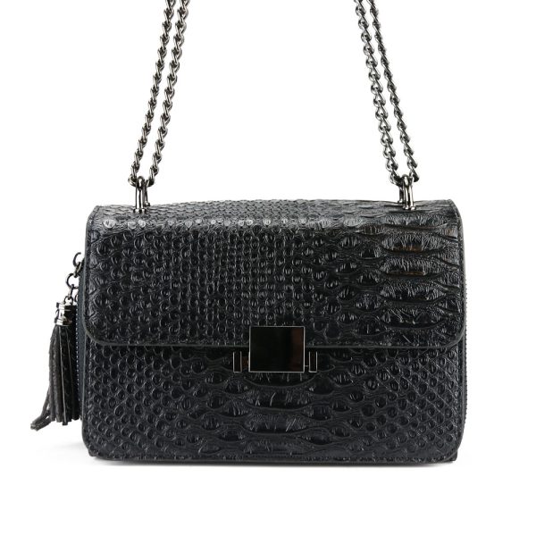 La Croco Dames Schoudertas, Zwart