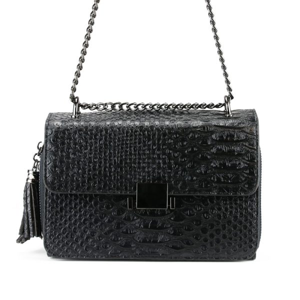 La Croco Dames Schoudertas, Zwart