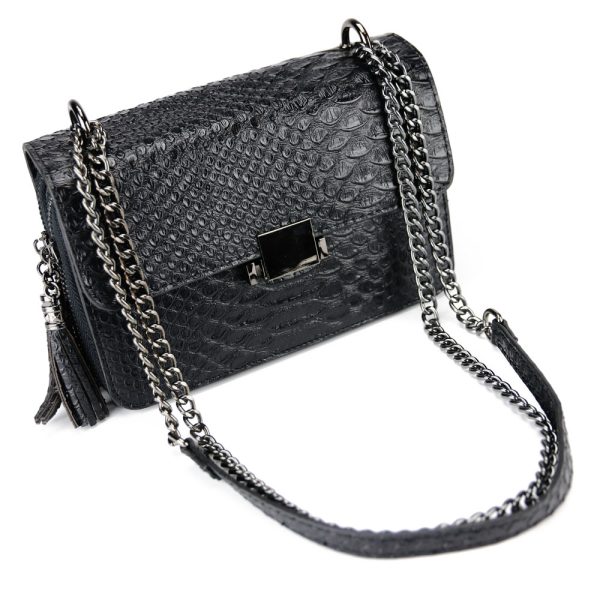 La Croco Dames Schoudertas, Zwart