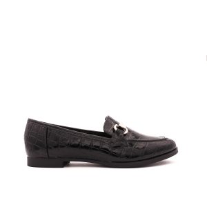 La Croco Loafers, Zwart Lak