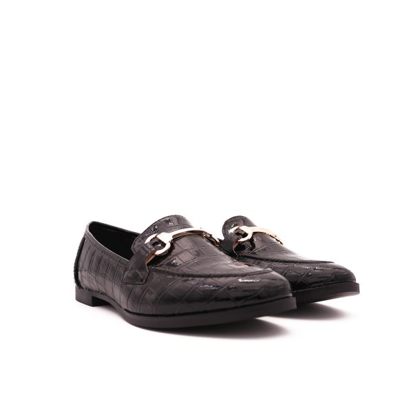 La Croco Loafers, Zwart Lak