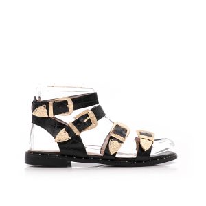 La Croco Sandalen, Zwart/Goud