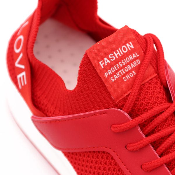 Love Fashion Stretch Knit Sock Sneakers, Rood
