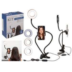 Live Streaming Kit, Met Smartphoneklemhouder & LED-verlichting