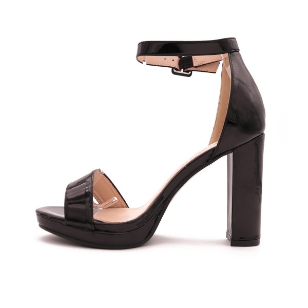 Lola Sandalette Met Blokhak, Zwarte Lak