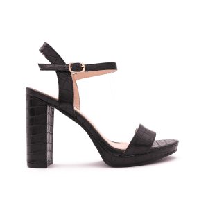 Le Scarpe Sandalette Met Blokhak, Zwart Croco