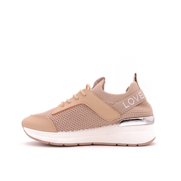 Love Fashion Stretch Knit Sock Sneakers, Beige