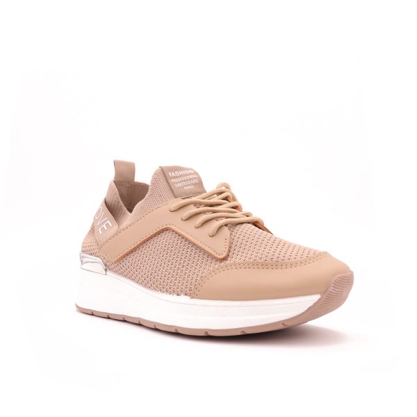 Love Fashion Stretch Knit Sock Sneakers, Beige